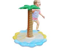 Inflatable Palm Tree, Summer Pool Beach Party Decoration, Thick PVC Material with Built In Water Spray Function, Tropical Interactive Splash Toy, Outdoor Backyard Lawn Water Play Pad for Kids