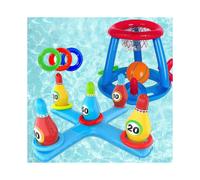 Inflatable Pool Basketball Toys Set, Floating Swimming Ring & Beach Ball Toss Games Summer Party