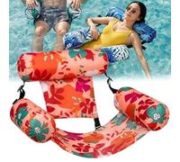 Inflatable Pool Chair & Adult Pool Float, Foldable Floating Pools Hammock with Backrest and Armrests, Pools Lounge Chair for Pools Parties, Summer Water Fun (A)
