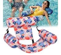 Inflatable Pool Chair & Adult Pool Float, Foldable Floating Pools Hammock with Backrest and Armrests, Pools Lounge Chair for Pools Parties, Summer Water Fun (D)