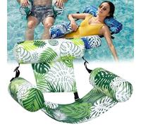 Inflatable Pool Chair & Adult Pool Float, Foldable Floating Pools Hammock with Backrest and Armrests, Pools Lounge Chair for Pools Parties, Summer Water Fun (E)