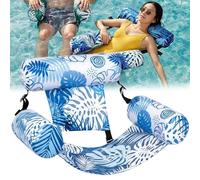 Inflatable Pool Chair & Adult Pool Float, Foldable Floating Pools Hammock with Backrest and Armrests, Pools Lounge Chair for Pools Parties, Summer Water Fun (C)