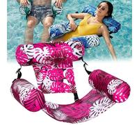 Inflatable Pool Chair & Adult Pool Float, Foldable Floating Pools Hammock with Backrest and Armrests, Pools Lounge Chair for Pools Parties, Summer Water Fun (B)