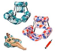 Inflatable Pool Float for Adults, Blow Up Pool Lounge Chair with Seat and Backrest, Floating Chair for Pool, Lake, Beach and Summer Water Relaxation (2PCS - D)