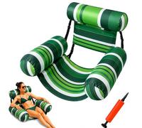 Inflatable Pool Float for Adults, Blow Up Pool Lounge Chair with Seat and Backrest, Floating Chair for Pool, Lake, Beach and Summer Water Relaxation (Green Stripe)