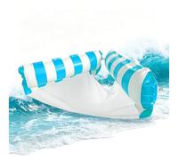 Inflatable Pool Float - Striped Hammock Lounger, Portable Water Bed with Mesh Bottom Cooling Design, Floating Relax Chair for Leisure Use, Beach Lake Sea Pool Details, Camping River Outdoor Fun Usage