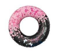 Inflatable Pool Float with Handles, Cherry Blossoms Sequin Swimming Ring