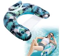Inflatable Pool Floats Adult,Inflatable Pool Swimming Chair,Pool Floats Chair Adult with Drink Holder Function,for Ocean, Swimming Pool Party (C)