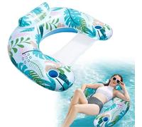 Inflatable Pool Floats Adult,Inflatable Pool Swimming Chair,Pool Floats Chair Adult with Drink Holder Function,for Ocean, Swimming Pool Party (B)