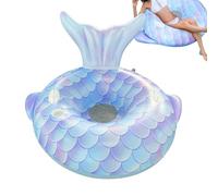 Inflatable Pool Floats - Mermaid Tail Water Lounger with Cup Holder & Backrest, Floating Pool Chair | Kids Adults Swimming Beach Lake River Summer Party Water Relaxation Float
