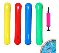 Inflatable Pool Noodle - 4-Piece Water Float Toys, Inflatable Pool Sticks with Air Pump, River Lake Beach Fun, Party Vacation Holiday Weekend Gathering for Swimming & Water Play