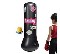 Inflatable Punching Bag, Kid Boxing Sandbag, 25.59x47.24 Inches Anti-Tipping, Indoor Exercise Toy for Home, Gym Training, Practice, Playroom, Backyard, Workout Activity, Black