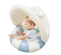 Inflatable Retro Pool Float - Removable Sun Canopy, Foldable Sunshade Seat Design, 0-4 Years Age Range + Cartoon Print, Durable PVC Synthetic Material - For Spring Beach