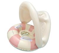 Inflatable Retro Pool Float - Removable Sun Canopy, Foldable Sunshade Seat Design, 0-4 Years Age Range + Cartoon Print, Durable PVC Synthetic Material - For Spring Beach
