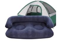 Inflatable Sofa Bed - Flocked Portable Air Couch With Armrests, Foldable Blow Up Seating Furniture, Comfortable Indoor Outdoor Lounge For Relaxation | Air Sofa For Living Room, Bedroom, Patio