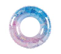 Inflatable Swim Tube Ring | Gradient Glitter Pool Float Shimmer Water Play Rings, Portable Floating Toy, Durable Summer Activity Equipment For Beach Vacation Celebration Events Resort Leisure Fun