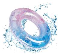 Inflatable Swim Tube Ring | Gradient Glitter Pool Float Shimmer Water Play Rings, Portable Floating Toy, Durable Summer Activity Equipment For Beach Vacation Celebration Events Resort Leisure Fun
