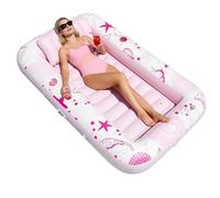 Inflatable Tanning Pool Lounger - Compact Tanning Lounger with Cup Holder, Leak-Resistant Valve System | Sunbathing Lounge Raft - For Beach Lake Summer Vacation Resort Adults Families