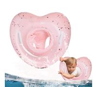 Inflatable Tube, Inflatable Portable Heart-Shaped Pool Ring with Handles, 10.63 inches Adorable Blow Up Swim Tube Age 6+ Months, Water Plaything Accessory for Beach