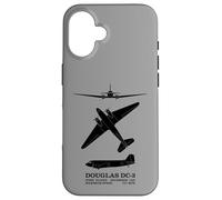 Infografía de Siluetas de avión de pasajeros Douglas DC-3 Carcasa para iPhone 16
