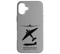 Infografía de Siluetas de avión de pasajeros Douglas DC-3 Carcasa para iPhone 16 Plus