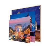 INFORMA Marco de fotos LED en imitación de madera, 3 cambios, con tema de ciudades europeas, sin marco, 50 x 50 cm, 27 ledes, motivos intercambiables con impresión directa UV