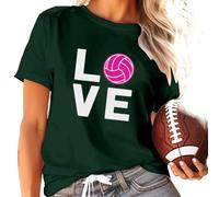 , informal, suelto, estampado de rugby, camiseta de cuello redondo, manga corta, disfraz de neón para mujer, verde, XL