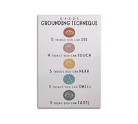 Informative Poster on the 5-4-3-2-1 Grounding Technique, Mental Health Canvas for Home Office(Unframed,12x18inch(30x45cm))