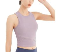 INFORMPOT Camiseta deportiva sin mangas para mujer, con acolchado extraíble, para yoga, fitness, correr, Polvo de raíz de loto, M