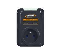 Infosec - Protector de sobretensión (1 tomas, USB y USB)