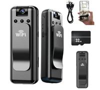 Infrared Night Vision Portable Recorder, Body Cameras with Audio &Video Recording, 180 Degree Rotatable Lens, HD 1080p Noise Reduction Camera Clip On, Wearable POV Camera for Cycling (WiFi+32G)