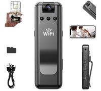 Infrared Night Vision Portable Recorder, Mini Portable Body Camera with Audio and Video Recording, HD 1080p, Clip On, 180° Rotatable Lens & WiFi, for Cycling, Sports, Travel (with 128G)