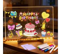 Infreecs Pizarra de notas LED con colores, tablero de dibujo LED, 30 x 20 cm, pizarra para niños, pizarra acrílica con 7 colores y soporte ajustable, pizarra transparente luminosa, borrable, memo