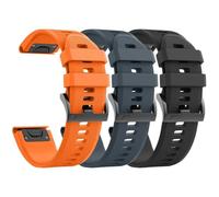 INFRI 3 piezas para correa de reloj Garmin Fenix 5/Fenix 6/Fenix 7 de 22 mm, correas de silicona suave compatibles con correas de reloj Garmin S62/Fenix 5 PLUS(Black Orange Slate)