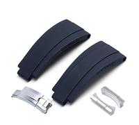 INFRI Adecuado para correa de reloj de goma de 20 mm, 21 mm con hebilla plateada y juntas de arco.(Blue,21mm)
