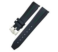 INFRI Correa de reloj de goma de silicona de 20 mm para Omega Rolex Submariner GMT Seamaster Speedmaster Moon Watch colorida correa impermeable, 20mm, Agate,Negro y verde.