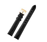 INFRI Mujeres correa de reloj de cuero genuina para Armani AR1681 1683 1882 1926 1726 Bandas de pulsera delgadas y suaves(Black-gold buckle)