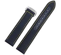 INFRI Para Omega Seamaster 300 Tela Cuero AQUA TERRA 150 Aguja de cobre Capitán Trenzado Nylon Correa de lona 19/20/21/2mm Correa(Blue yellow silver,22mm)