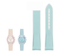 INFRI Para Omega Swatch Planet Joint Name Series 20mm Color a juego correa de reloj de silicona interfaz de arco impermeable reemplazar correas de reloj(Blue white-No buckle)