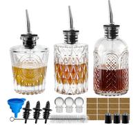 INFTYLE Juego de 3 botellas de jarabe, dispensador de jarabe con tapas a prueba de fugas, boquilla ideal para jarabes de café, miel, condimentos, aceite de oliva