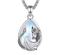 Infugio collar de dragón de cristal colgante piedra de luna sintética collar vikingo joya gótica gota de agua latón símbolo de fuerza protección animal criatura mítica regalo para mujer hombre