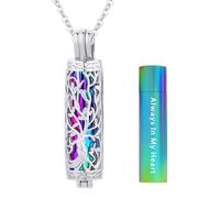 InfuMemo Joyería cilíndrica de cremación, urna de árbol de la vida, collar de cenizas para mujeres y hombres, collares de urna para cenizas, seres queridos, joyería conmemorativa, Acero inoxidable