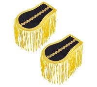 INFUNLY 1 par de charreteras de flecos de 4.7 x 3.15 pulgadas, charreteras de borla ceremonial, broche de hombro desmontable con alfileres, tablas de flecos negros, charretera escolar para chaqueta de