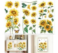 INFUNLY 3 hojas de girasoles para manualidades, 6 x 12 pulgadas, calcomanías de transferencia para muebles de flores en total, calcomanías de transferencia florales impermeables para madera, vidrio,
