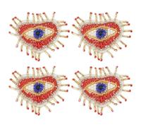 INFUNLY 4 parches de borla de diamantes de imitación de corazón de 2.8 x 2.8 pulgadas, parches de costura de ojos de corazón de amor, mini apliques hechos a mano, parches bordados de cuentas para