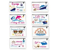 INFUNLY Bolsas de cosméticos de lona para mujer, despertar y maquillar, Color blanco, Seaside Elements