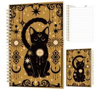 INFUNLY Gold Cat Tarot Spiral Notebook 5.5"x8.3" Gothic Black Cat Journal Notebook Witchy Cat Notebooks for School Work Gold Foil kitten Spiral Journal for Office School Divination Halloween Gifts