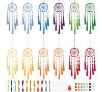 INFUNLY Juego de 12 pequeños atrapasueños bohemios para hacer tú mismo, kit de atrapasueños hecho a mano de color arcoíris para adultos, colgante de bolsa, interior de coche, mochila