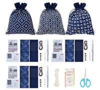 INFUNLY Juego de 3 bolsas de bordado Sashiko de flecha, kit de bolsas de bordado Sashiko de 48,5 x 19,5 cm, juego de bolsas de costura Sashiko con instrucciones para proyectos de manualidades, regalos