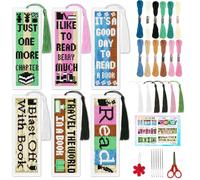 INFUNLY Juego de 6 marcapáginas estampadas de 7,6 x 21,7 cm, libros estampados, punto de cruz, juego de punto de cruz para adultos, juego de marcapáginas para lectores, escritores, regalo de